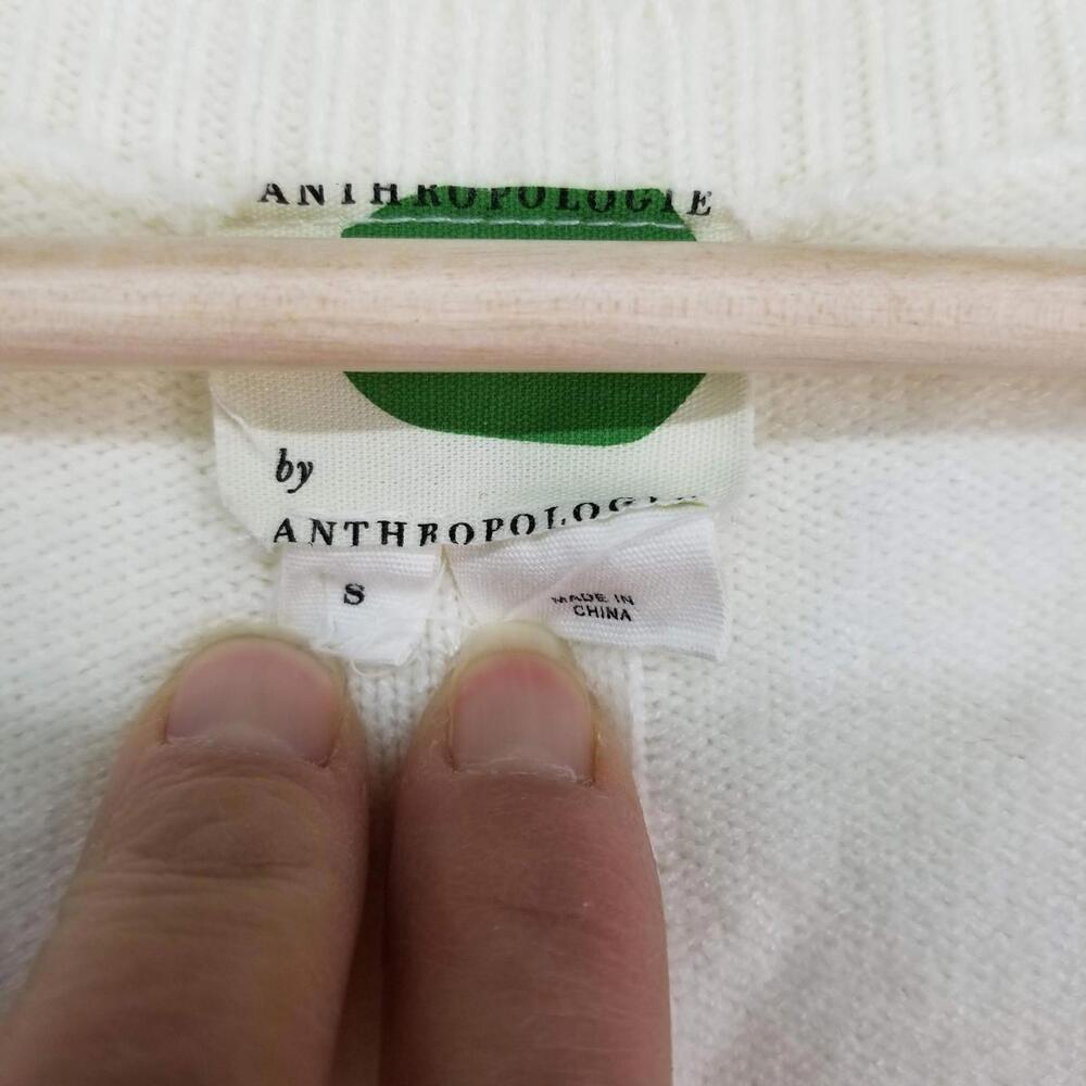 Anthropologie V-Neck Sweater Small Cream Ultra Soft Cozy Academia Preppy - Picture 6 of 8